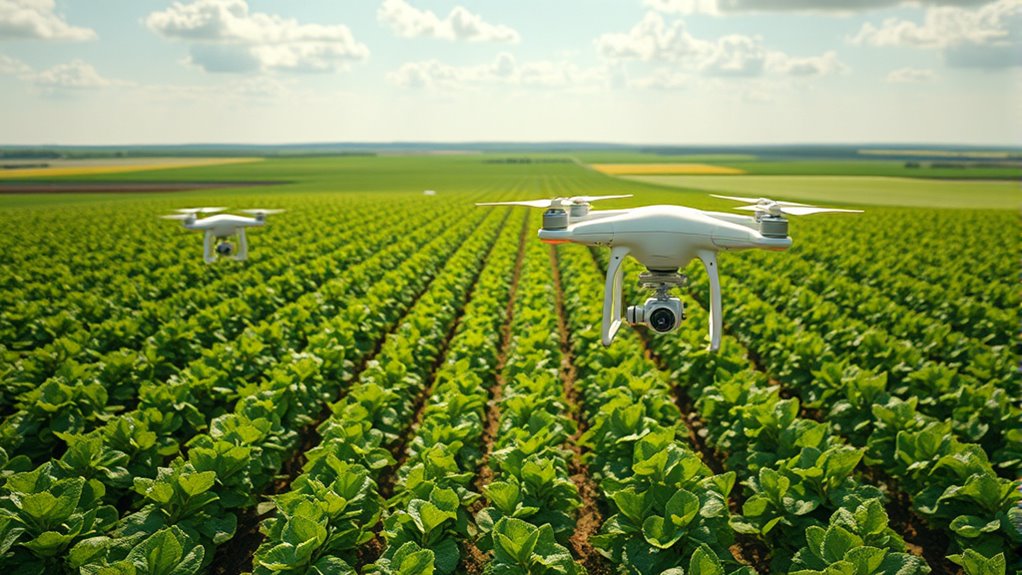 drones and robots farming