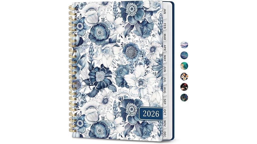 blue floral monthly planner