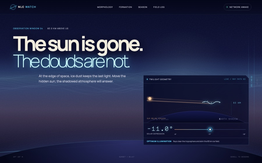 Noctilucent — NLC Watch at 83 km (FABLE/175)